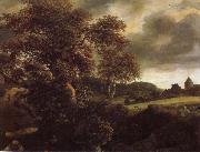 Hilly Landscape with a great oak and a Grainfield, Jacob van Ruisdael